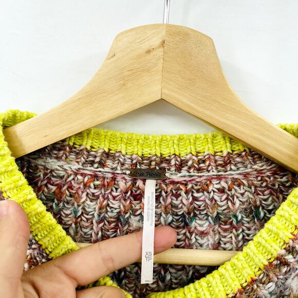 Free People Colorful Marled Chunky Knit Cardigan Sweater - Picture 5 of 8